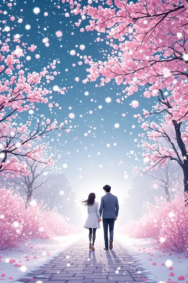 雪落樱花道